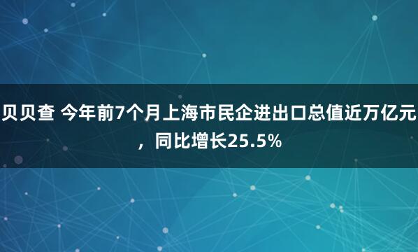 贝贝查 今年前7个月上海市民企进出口总值近万亿元，同比增长25.5%